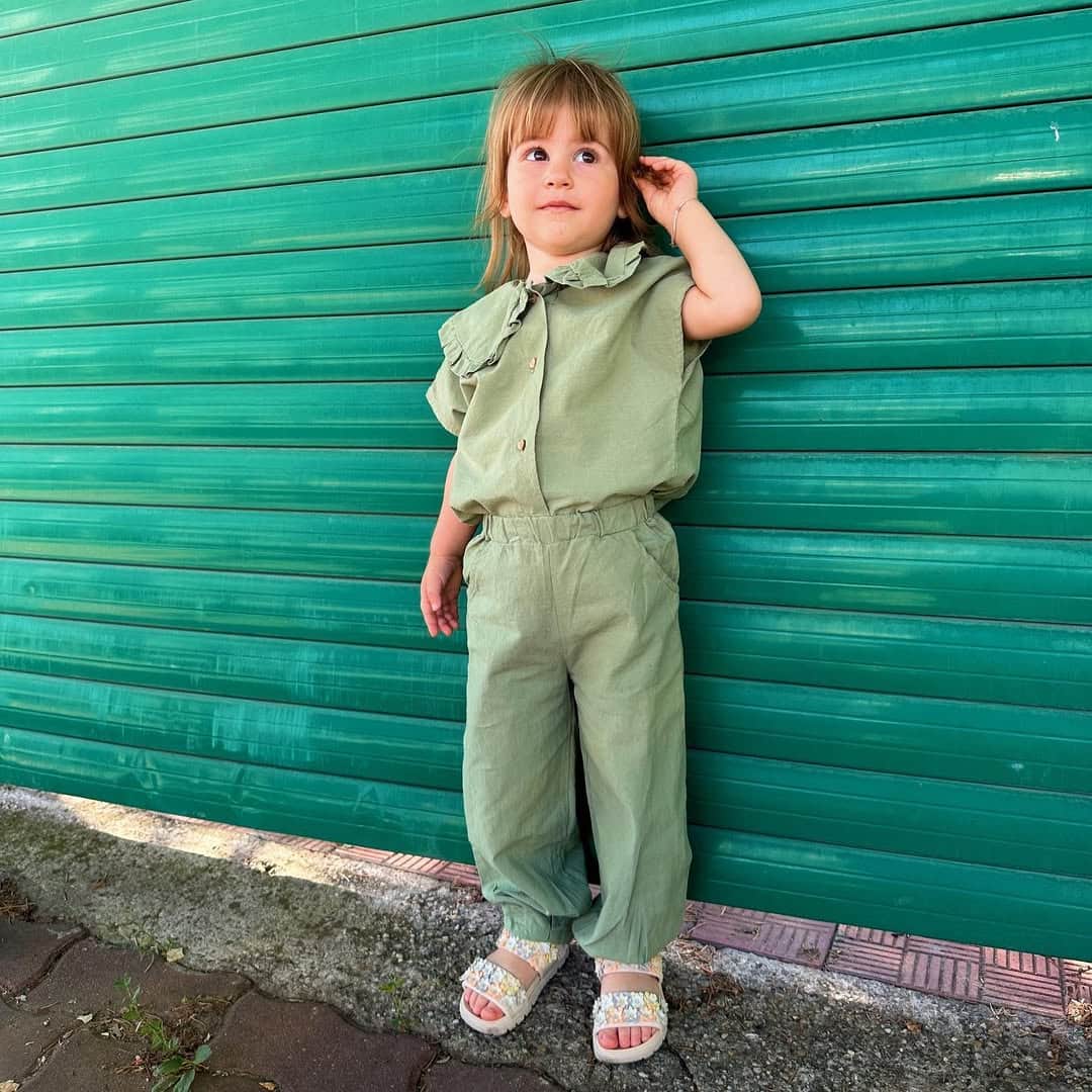 Set oversized din muselină – Sage Green (2 piese) imagine 2