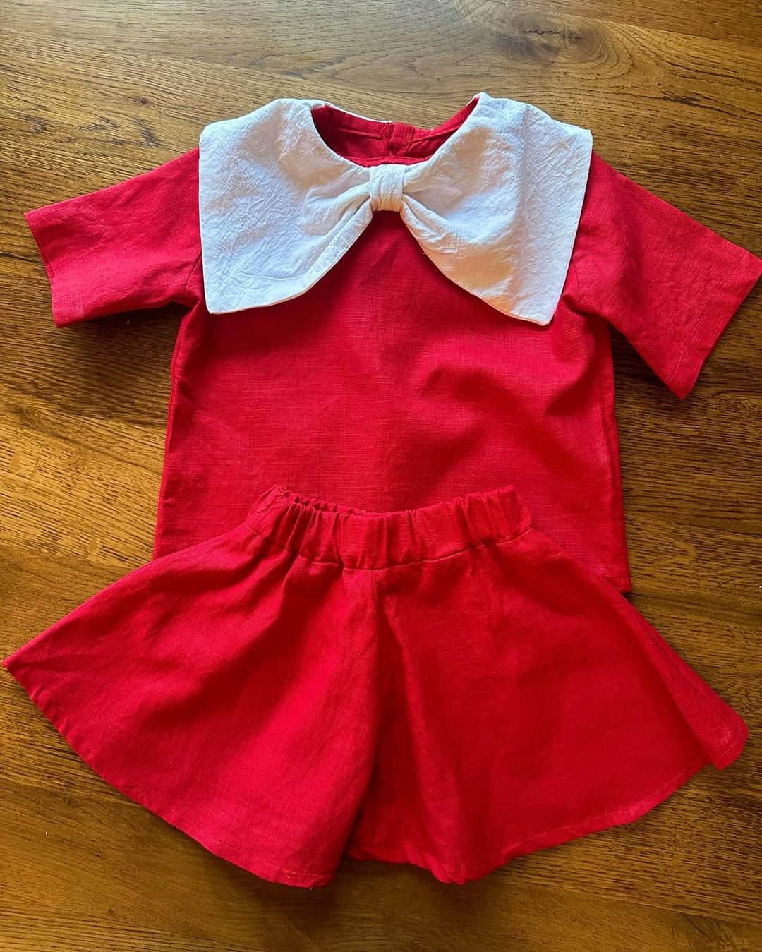 Set preppy cu guler maxi – Red Bow (2 piese) imagine 2