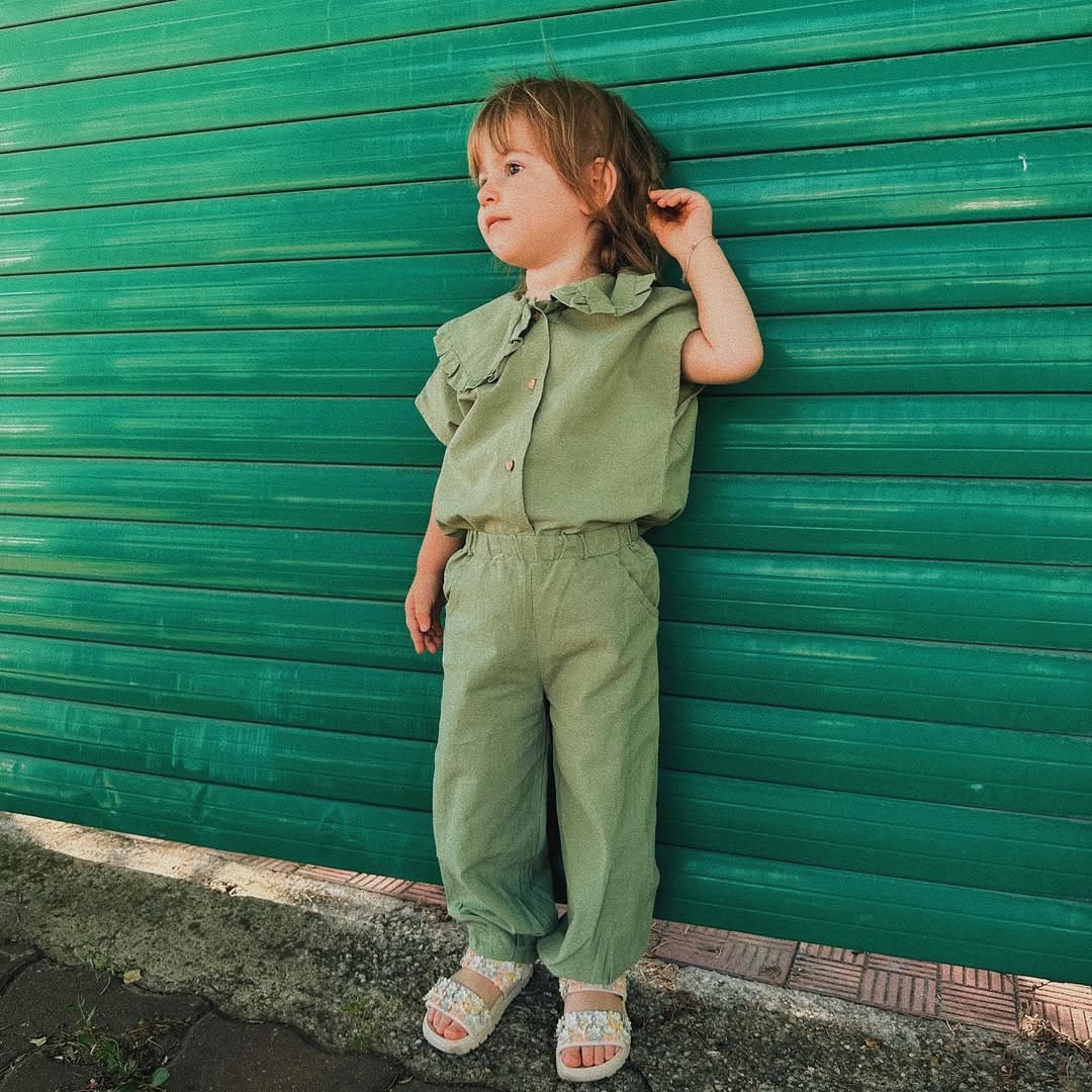 Set oversized din muselină – Sage Green (2 piese)