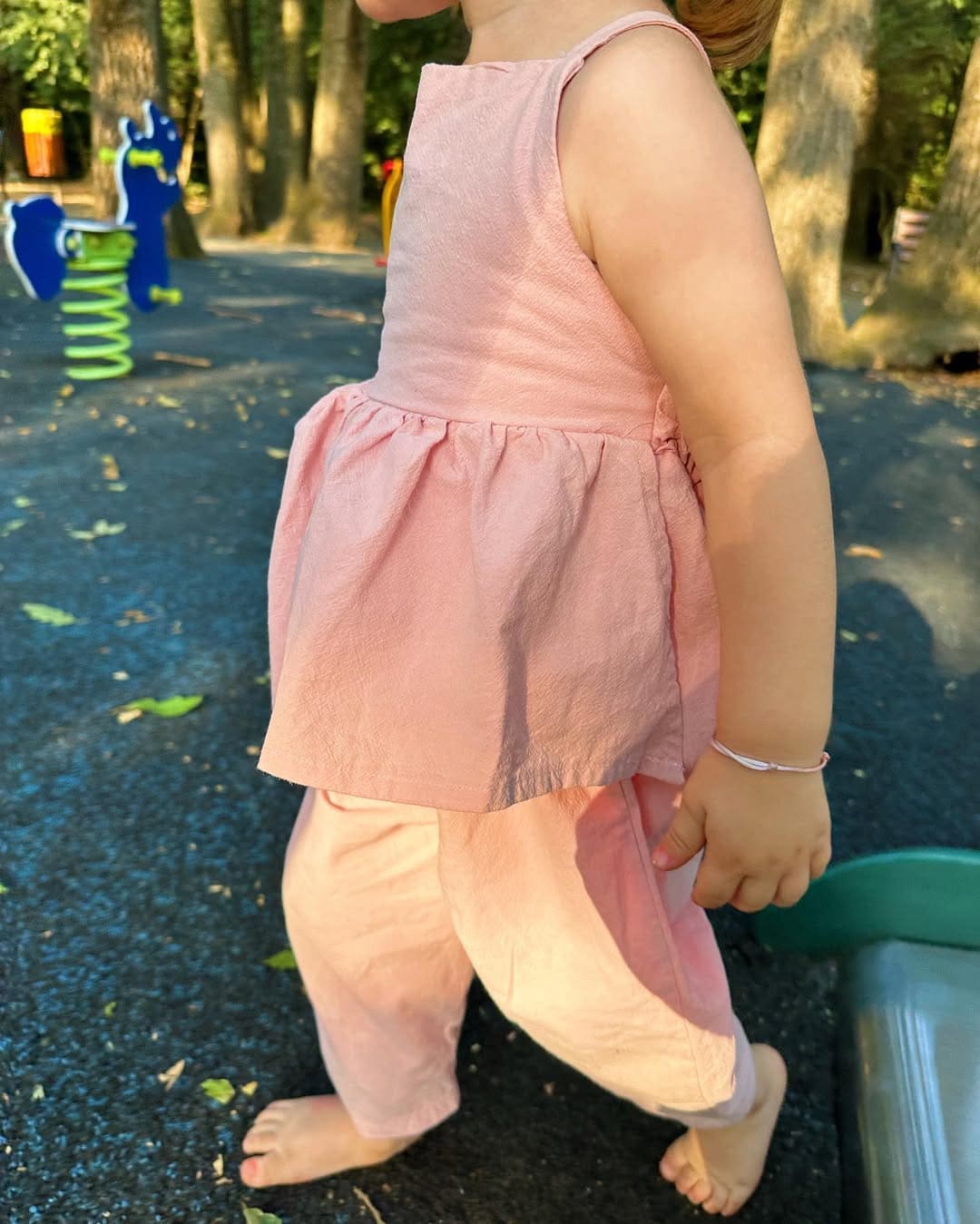 Salopetă oversized din muselină – Rose Powder