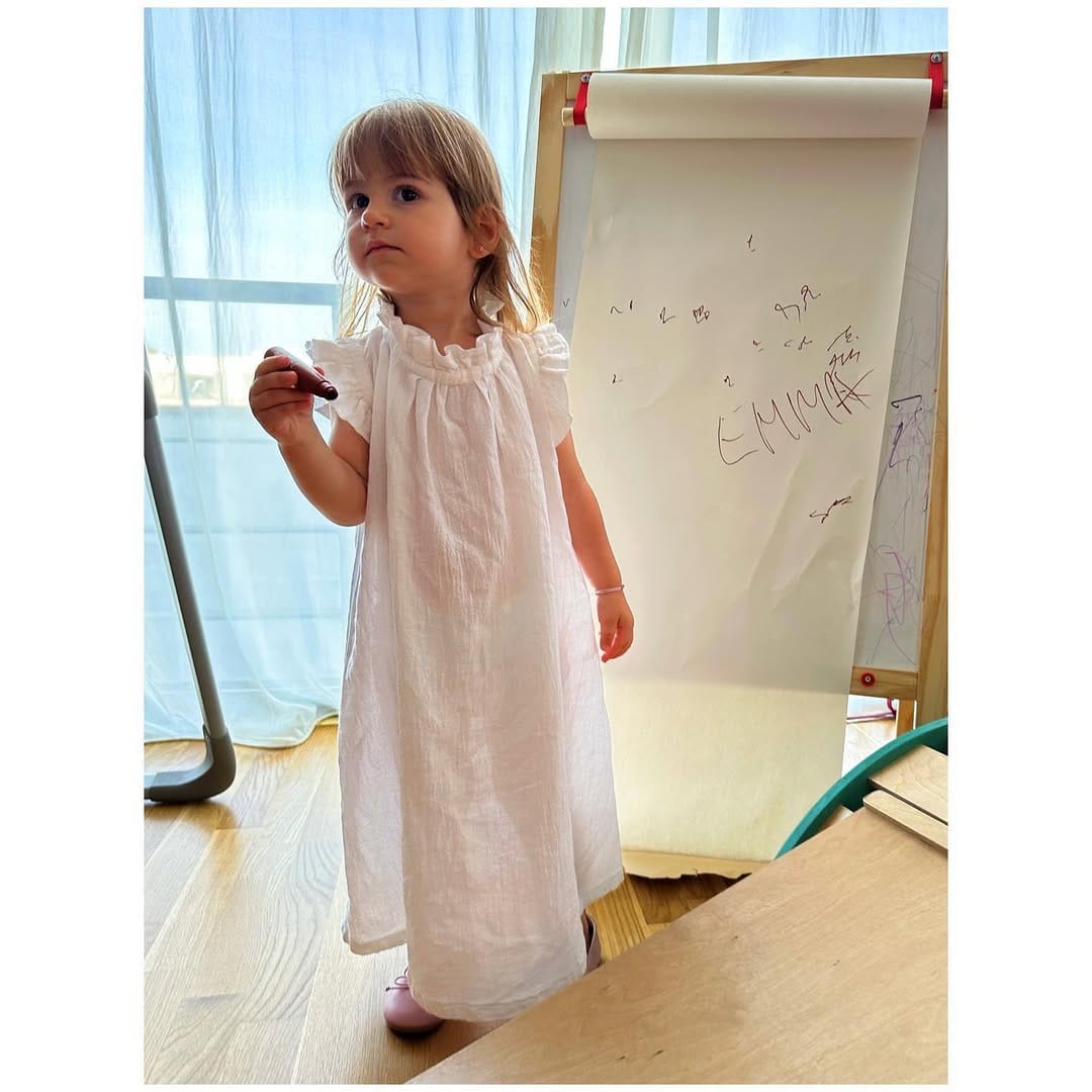 Rochiță din muselină cu guler maxi – White Cloud imagine 3