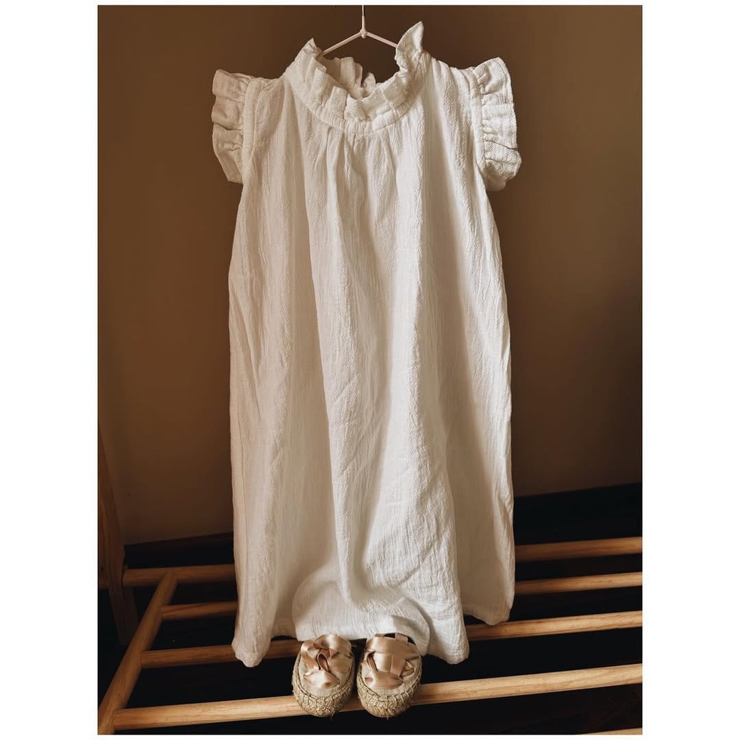 Rochiță din muselină cu guler maxi – White Cloud imagine 4
