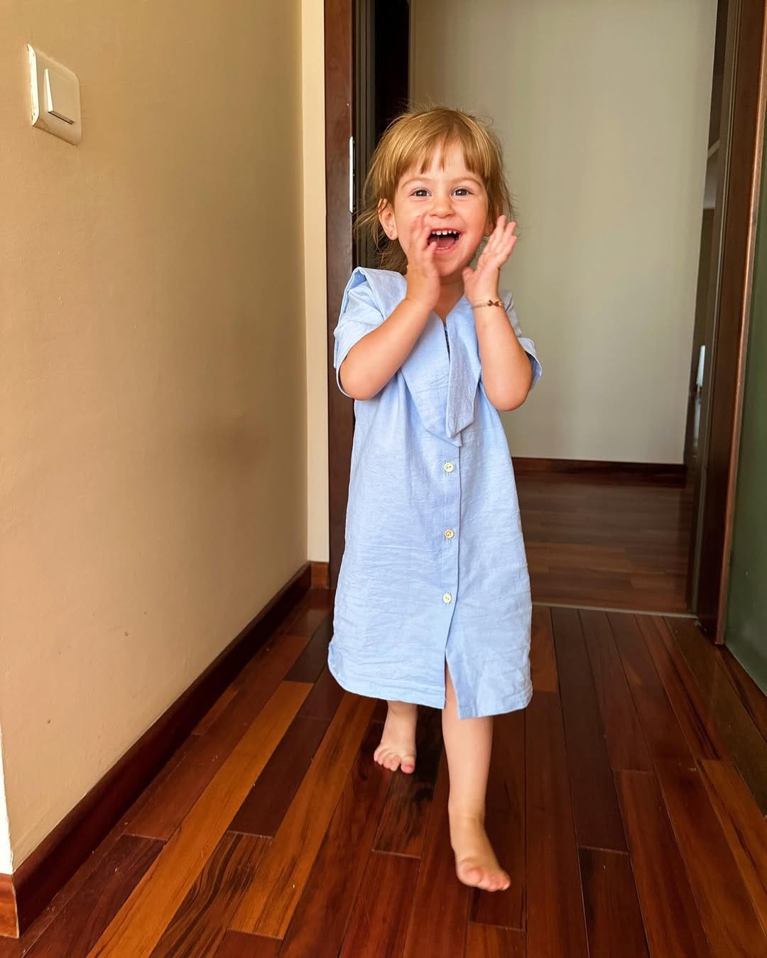 Rochiță bleu pastel cu guler marinăresc imagine 6